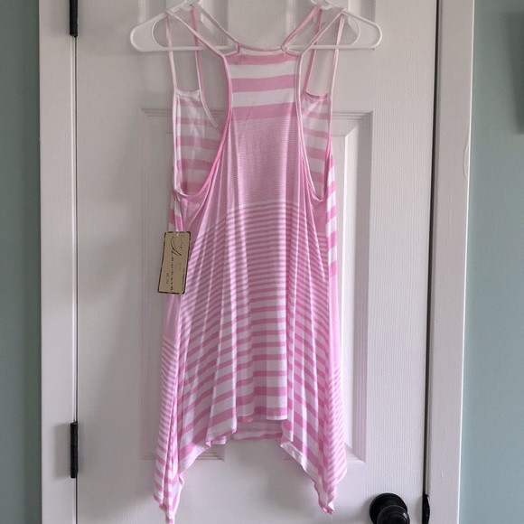 NWT Vintage Havana Pink and White lightweight summer double spaghetti strap - Picture 7 of 10